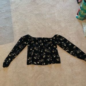 Black Floral Off-the-shoulder Top